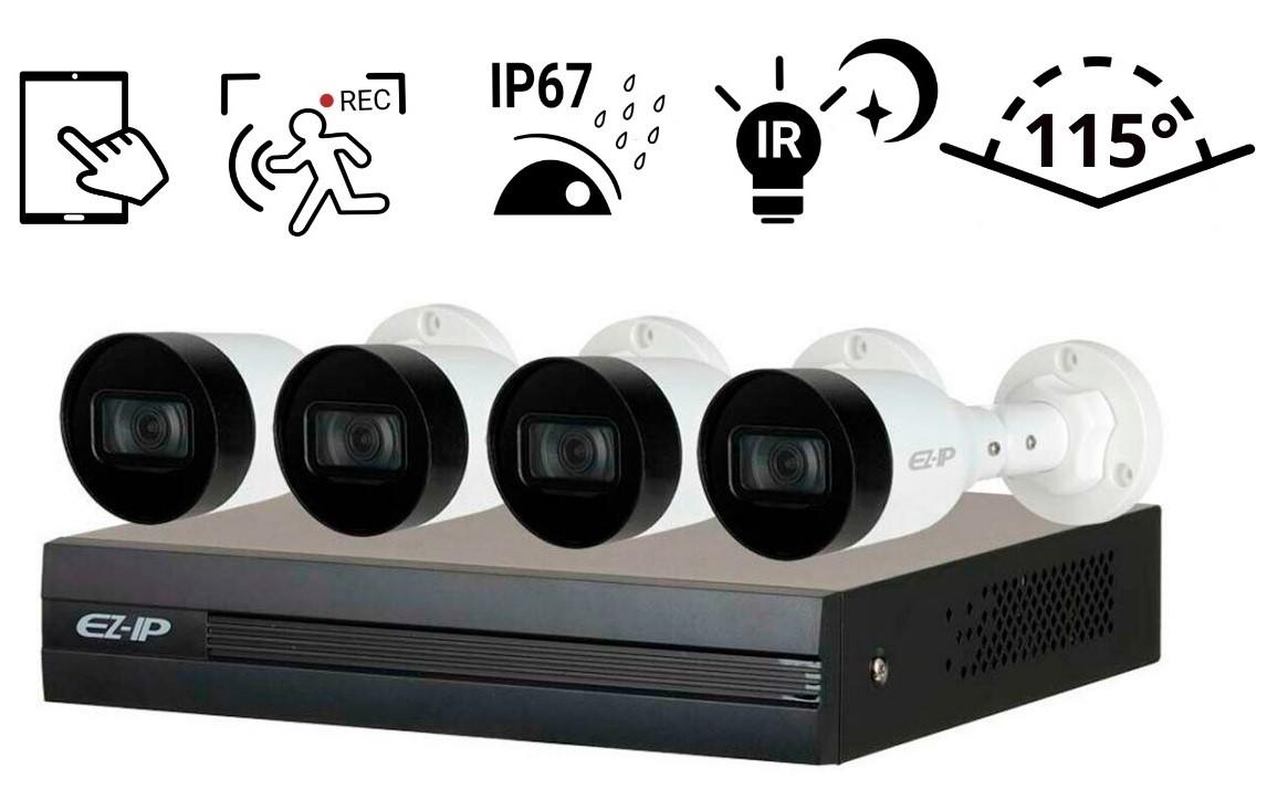 Комплект видеонаблюдения на 4IP видеокамеры 4Mp Dahua – EZ IP