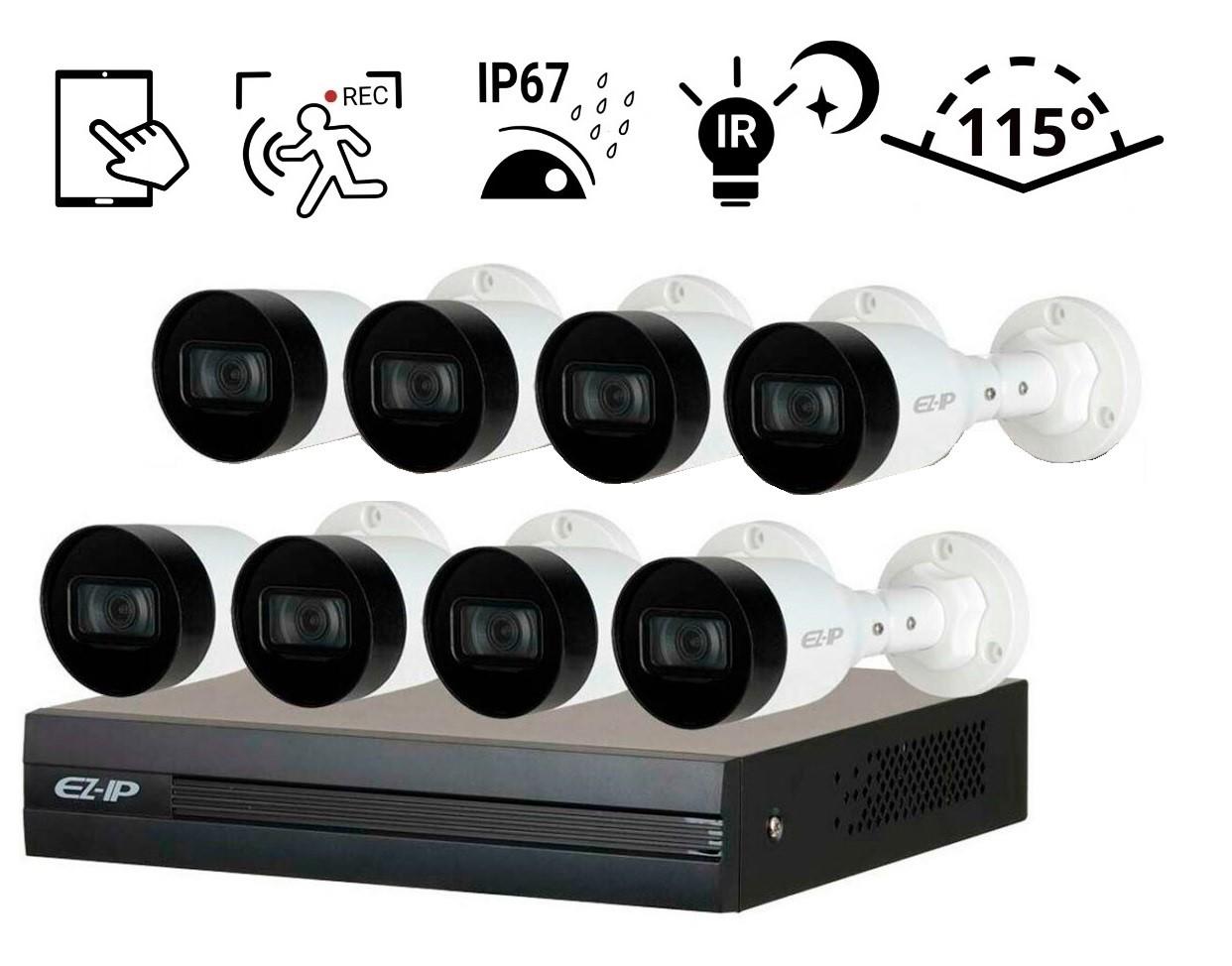 Комплект видеонаблюдения на 8IP видеокамер 2Mp Dahua – EZ IP